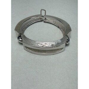 Monet Modernist Silver Tone Geometric Hinged Bracelet Bold